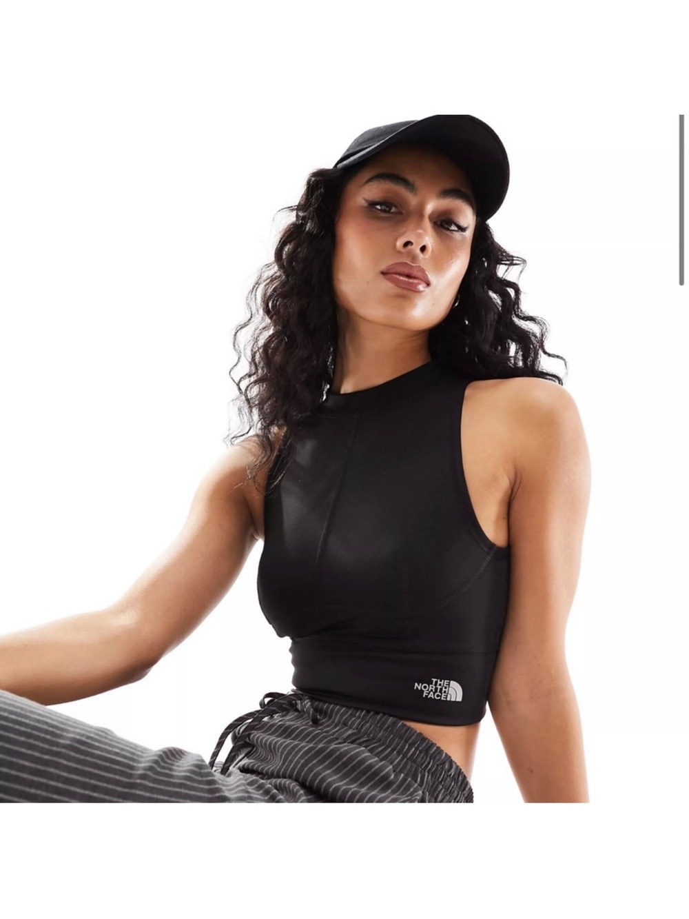 The North Face pipping rib knit Black Crop Tank